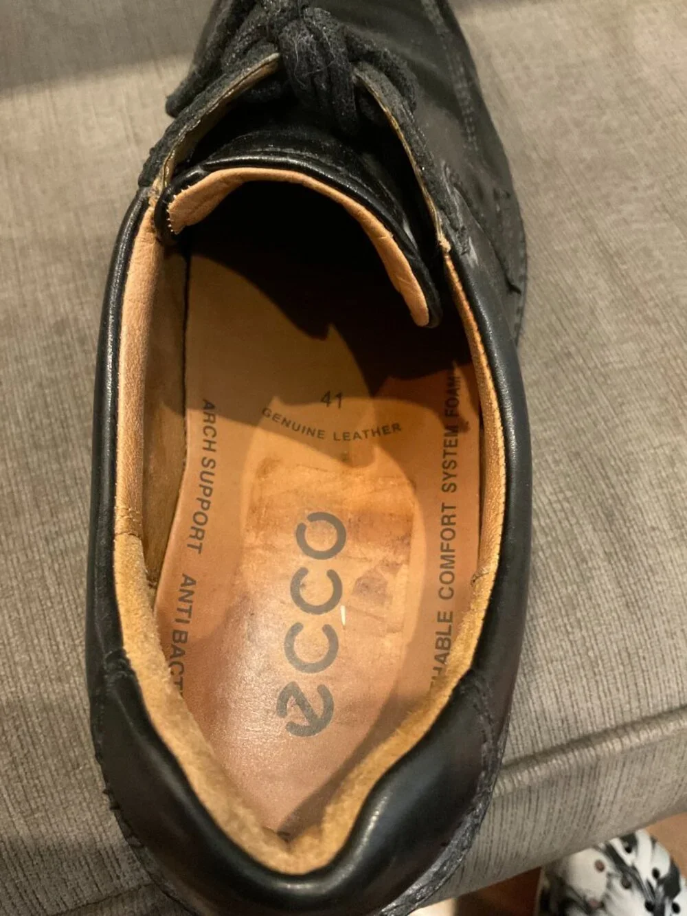 ECCO Black Leather Lace Up Derby Dress Shoes Mens EU 41 US 7.5